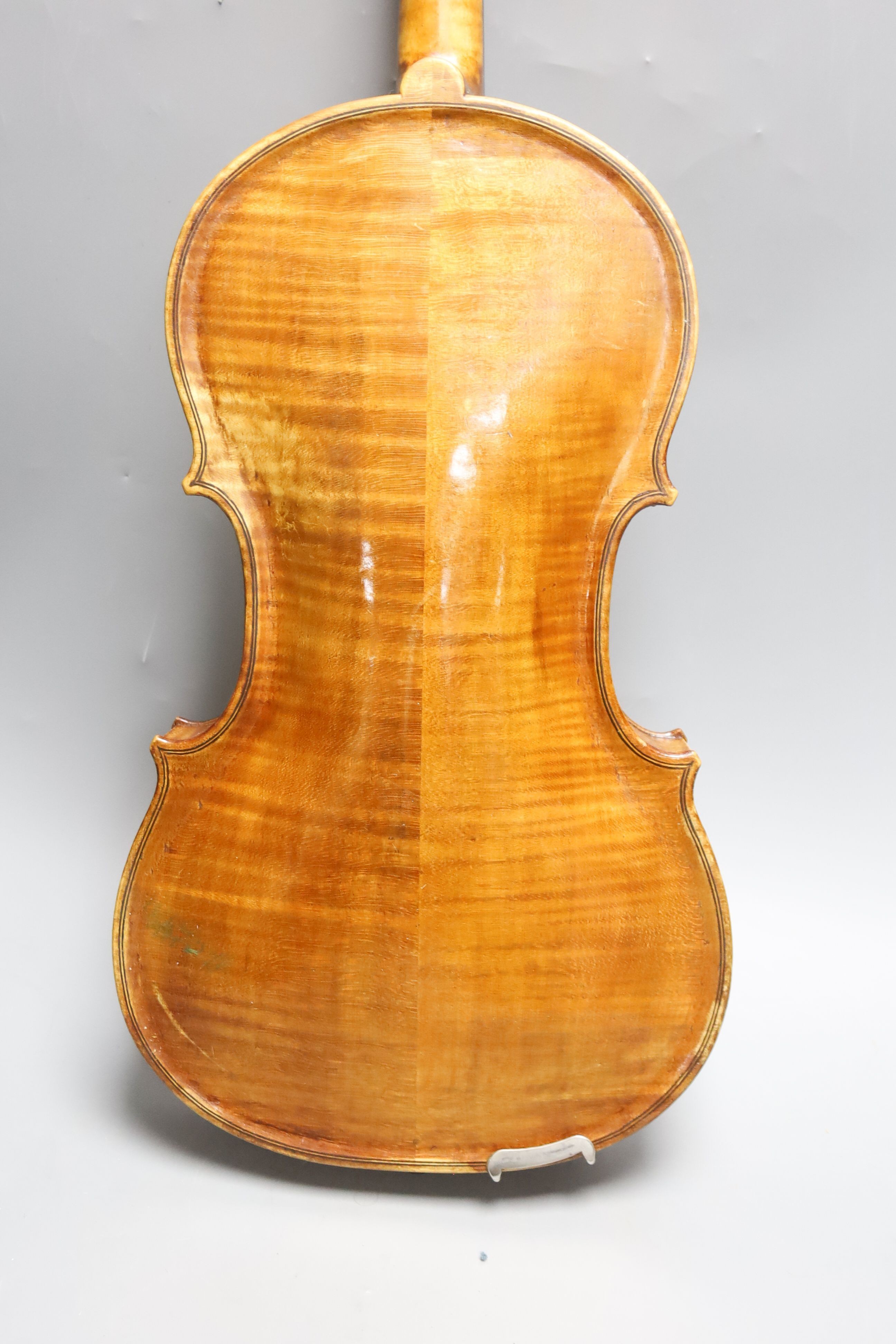 A cased Viola: labelled Frank Miles, Brighton 1961, lob 41.5cm